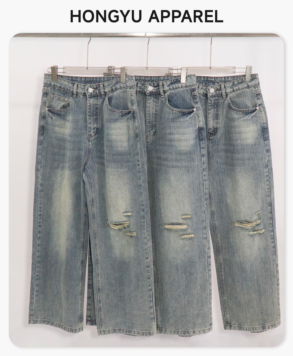 #27011 Heavy 430g Distressed Straight-Leg Jeans 5