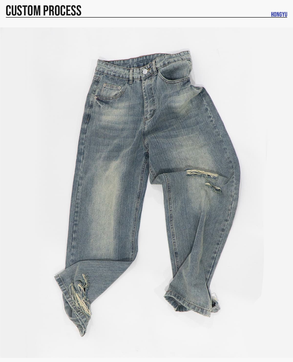 #27011 Heavy 430g Distressed Straight-Leg Jeans 19