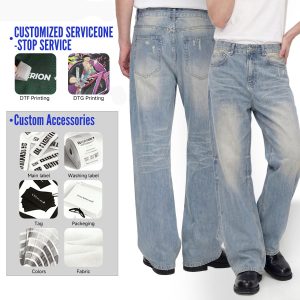 #2581 Distressed Raw-Hem Wavy Wash 385g Straight-Leg Jeans