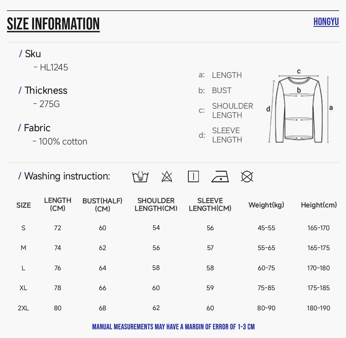 #HL1245 Cotton 275Gsm Oversized Acid Wash Long sleeve T-Shirt 7