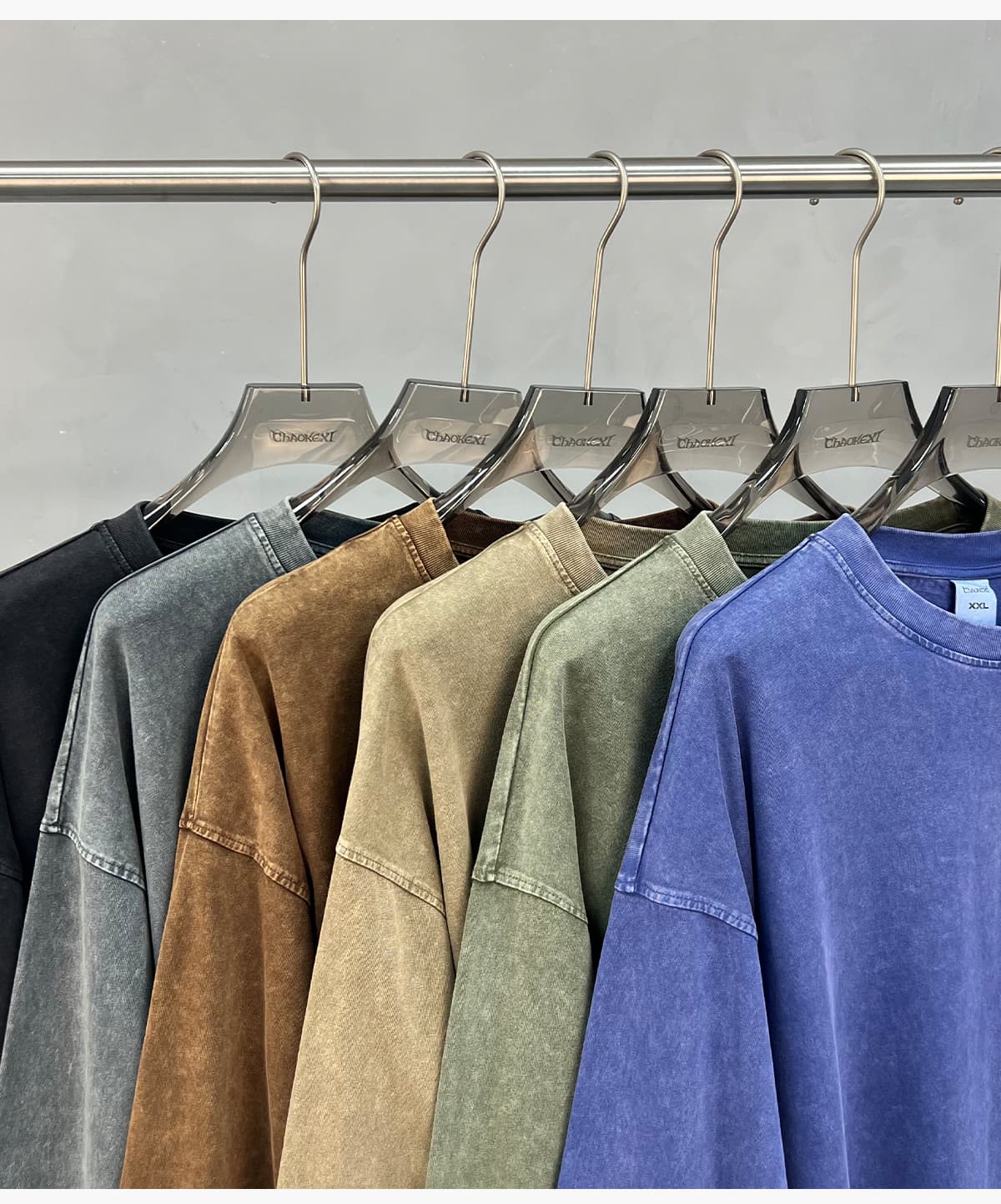 #HL1245 Cotton 275Gsm Oversized Acid Wash Long sleeve T-Shirt 29