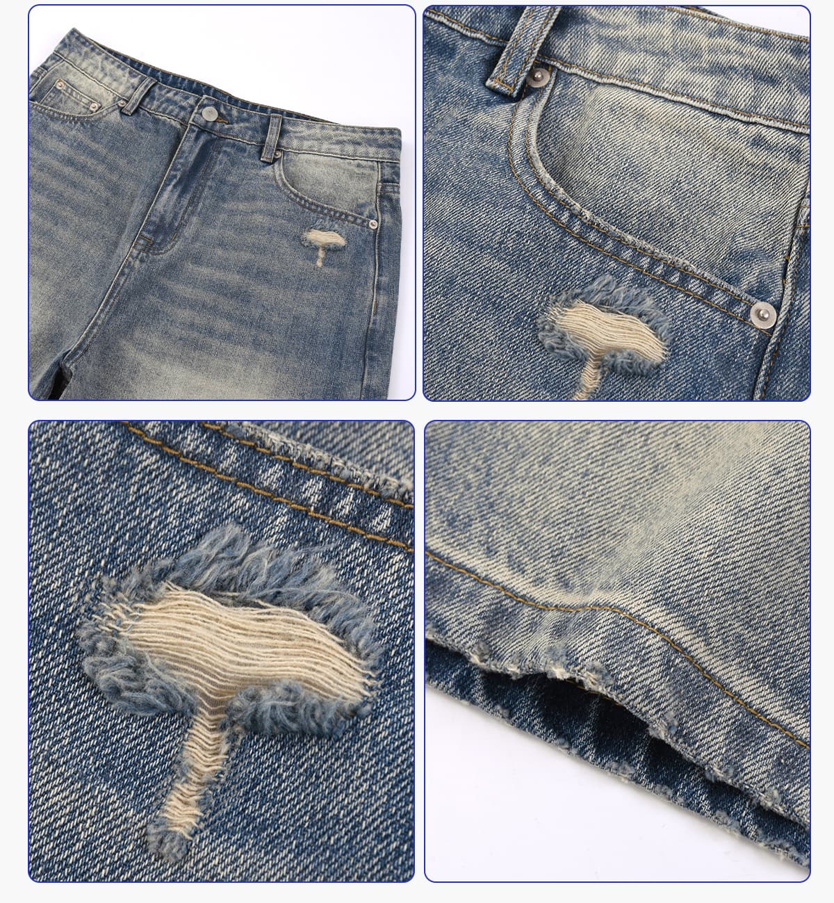 #26518 Heavy385g Distressed Wide-Leg Denim Shorts 15