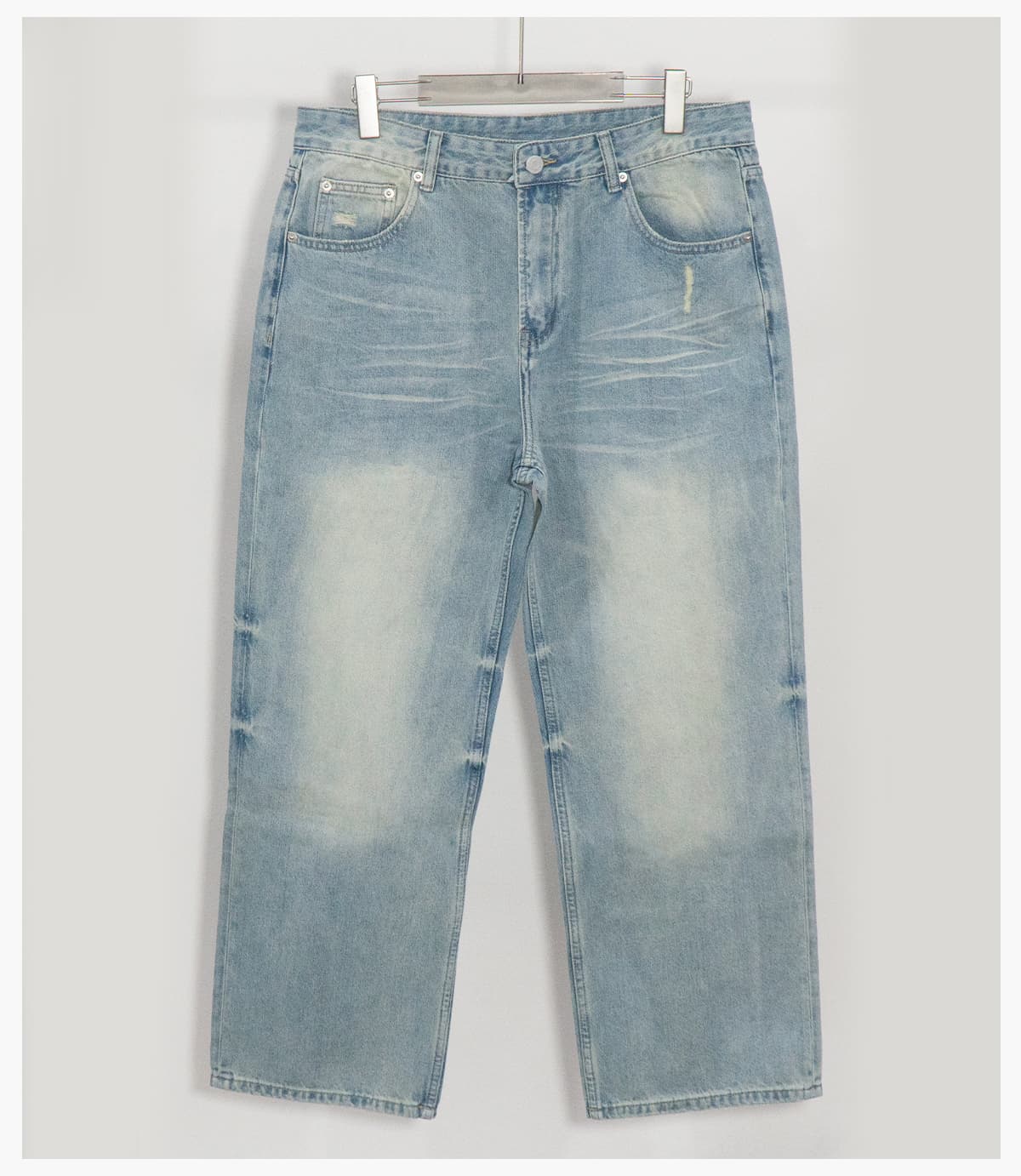 #2581 Distressed Raw-Hem Wavy Wash 385g Straight-Leg Jeans 27