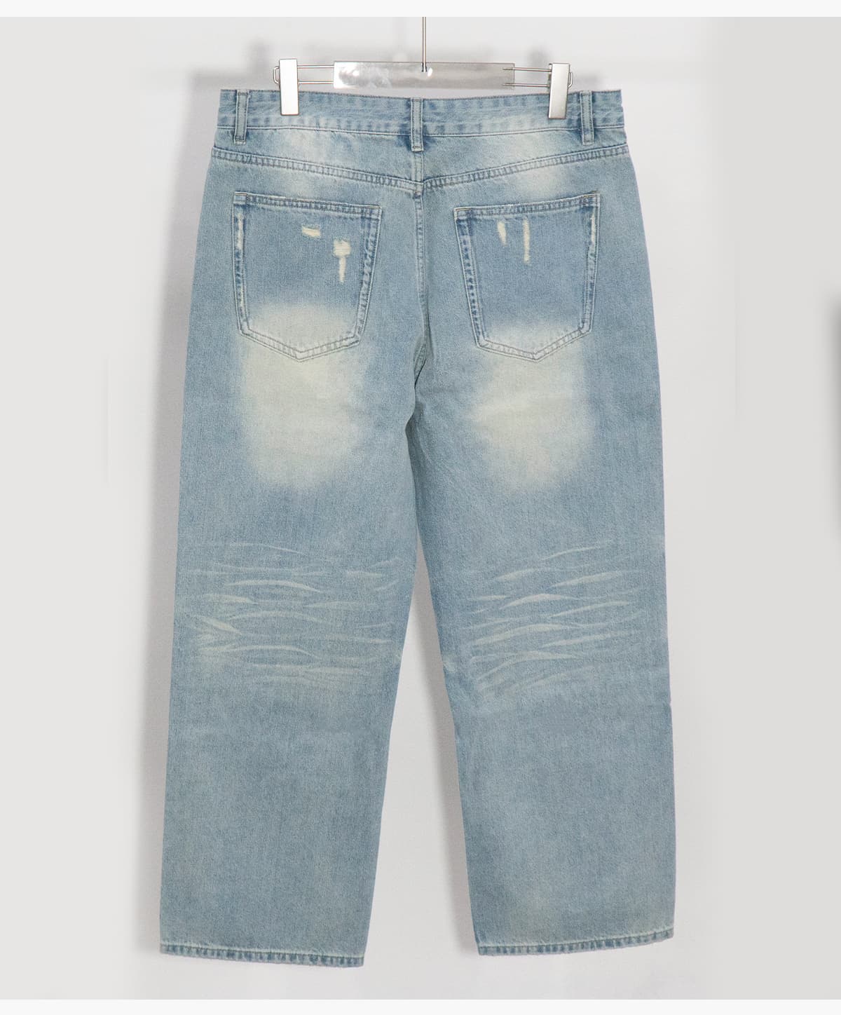 #2581 Distressed Raw-Hem Wavy Wash 385g Straight-Leg Jeans 29