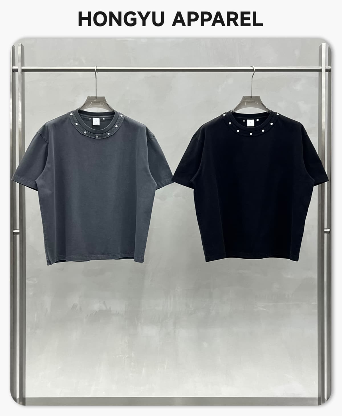 #S26005 Boxy 285GSM Washed Cotton T-Shirt with Rivet 5