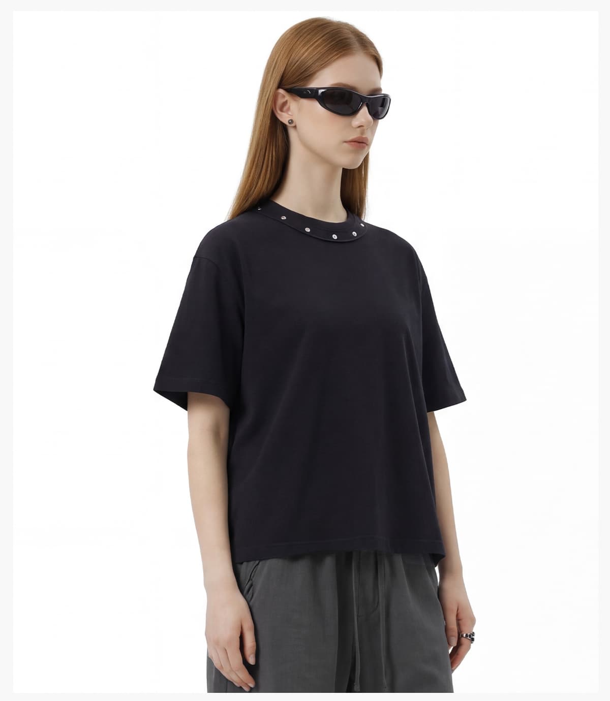 #S26005 Boxy 285GSM Washed Cotton T-Shirt with Rivet 21