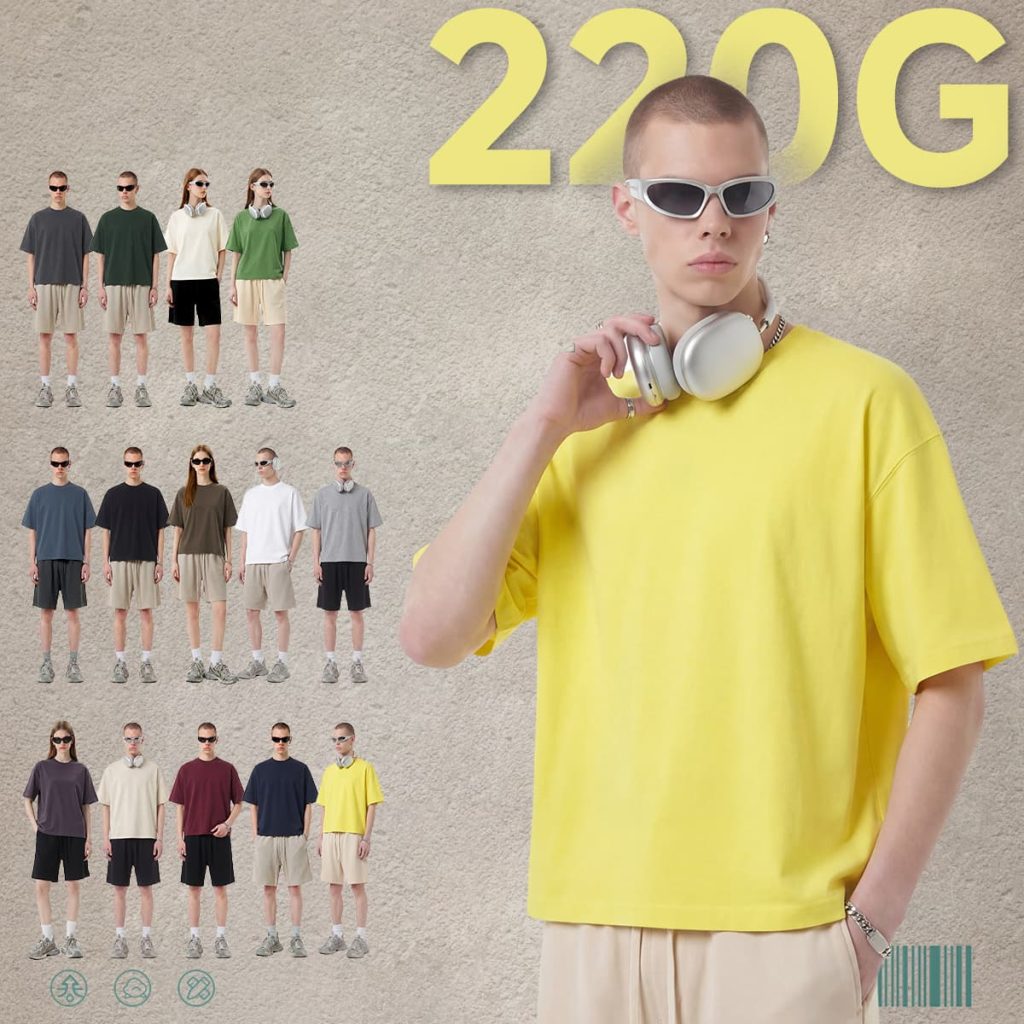 #k1163 Boxy Cropped 220Gsm Sorona Cooling T-Shirt