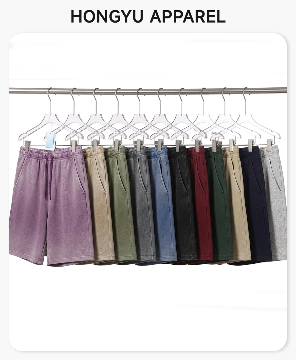 #2642 Waffle 270G Vintage Wash Distressed Shorts 4