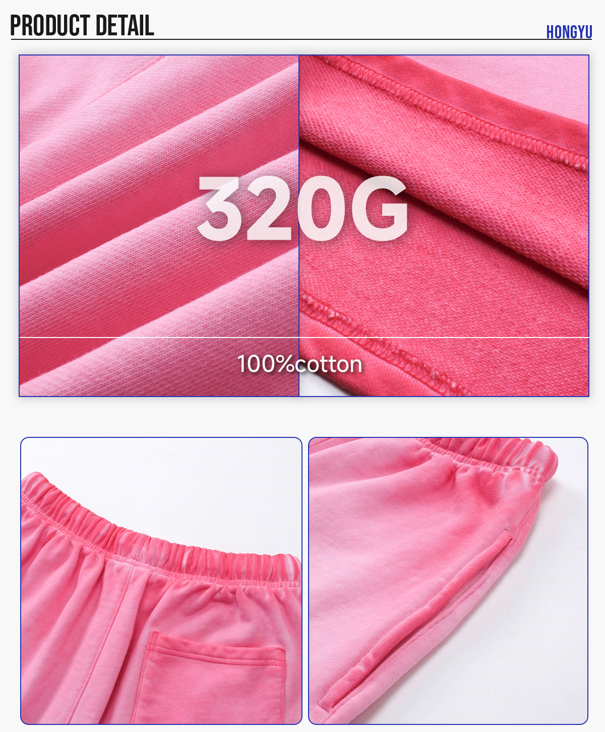 #32022 Heavy 320g 100% Cotton Terry Gradient Washed Shorts 12