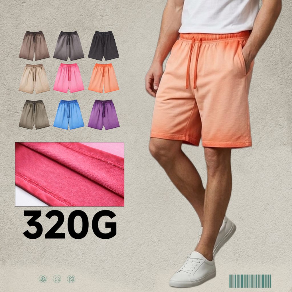 #32022 Heavy 320g 100% Cotton Terry Gradient Washed Shorts