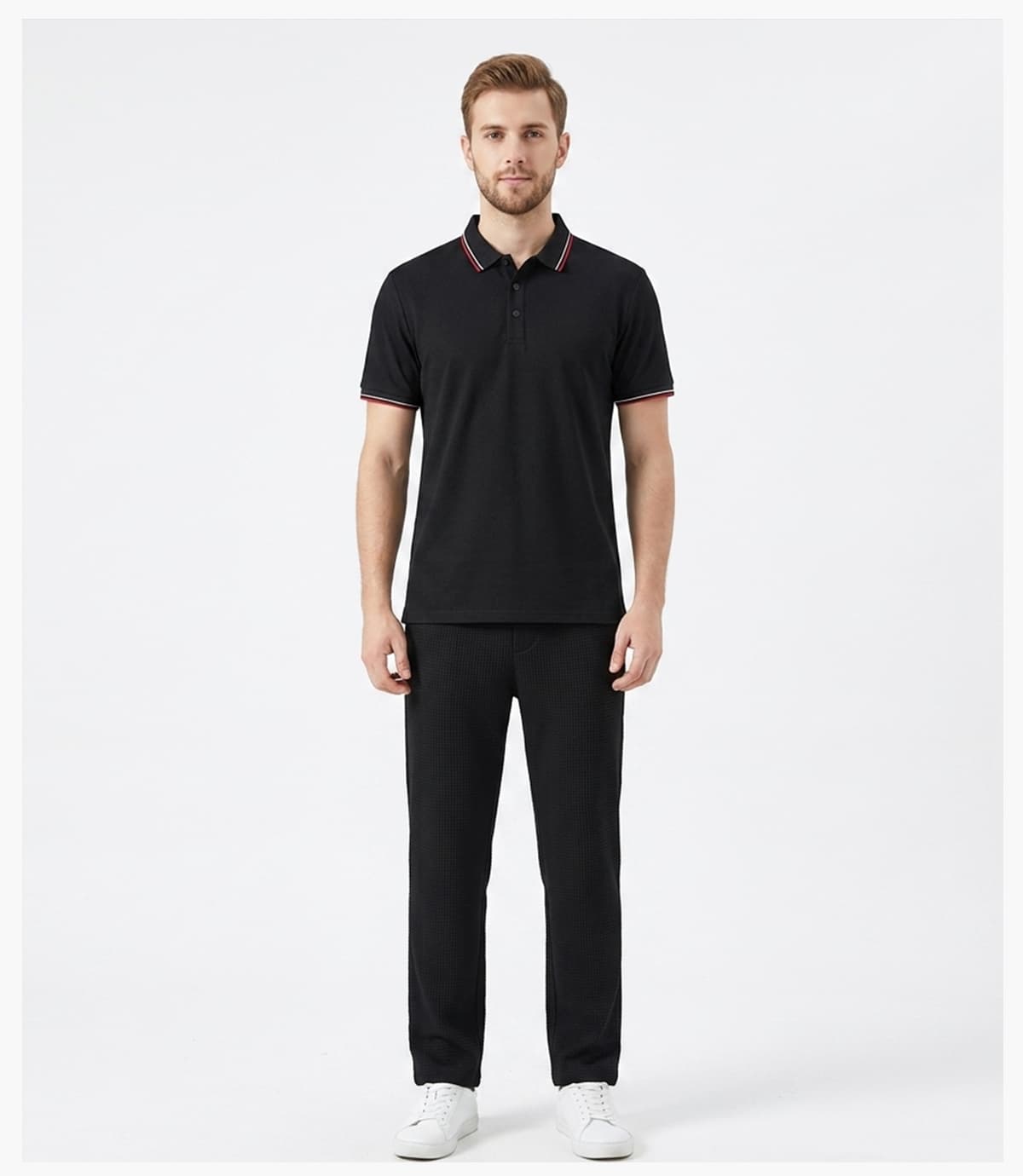 #S8602 Cotton-Covered Spandex 200GSM Contrast Collar Polo Shirt 22