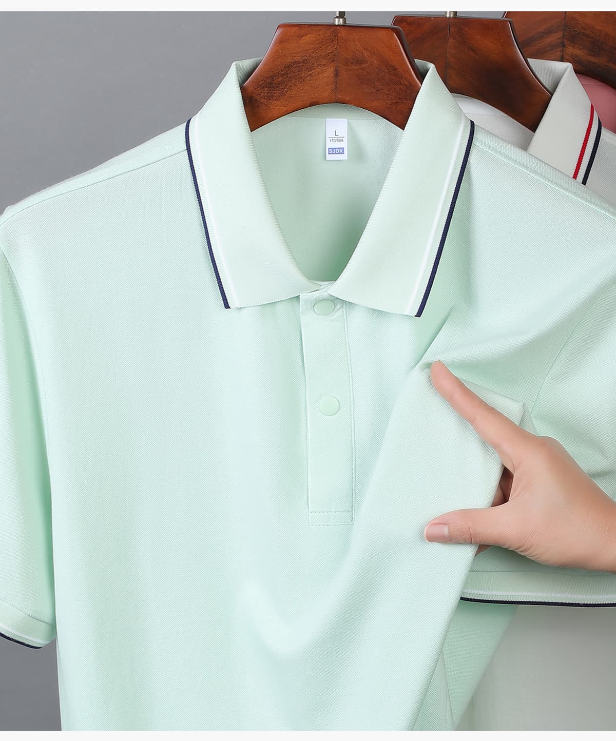 #S8602 Cotton-Covered Spandex 200GSM Contrast Collar Polo Shirt 28