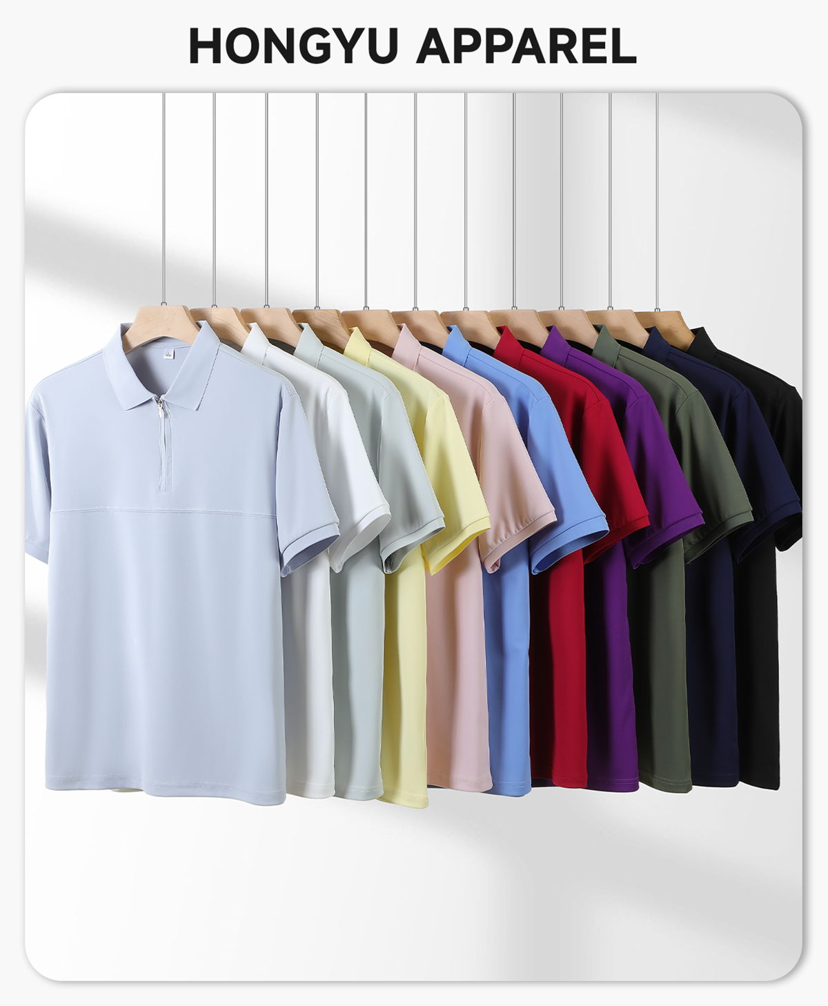 #S8855 Polyester 190GSM Quick-Dry Half-Zip Cooling Golf Tee 4