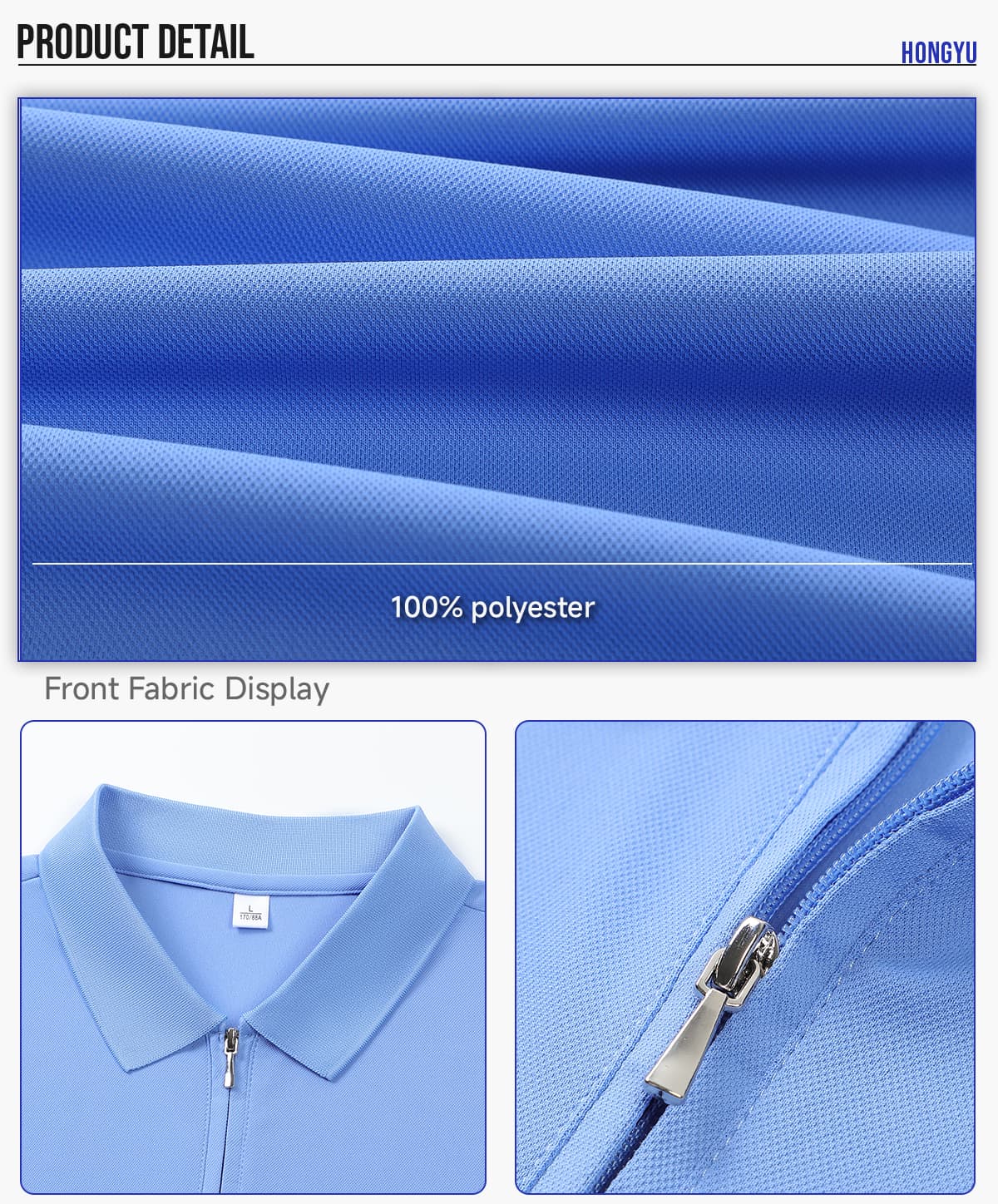 #S8855 Polyester 190GSM Quick-Dry Half-Zip Cooling Golf Tee 12