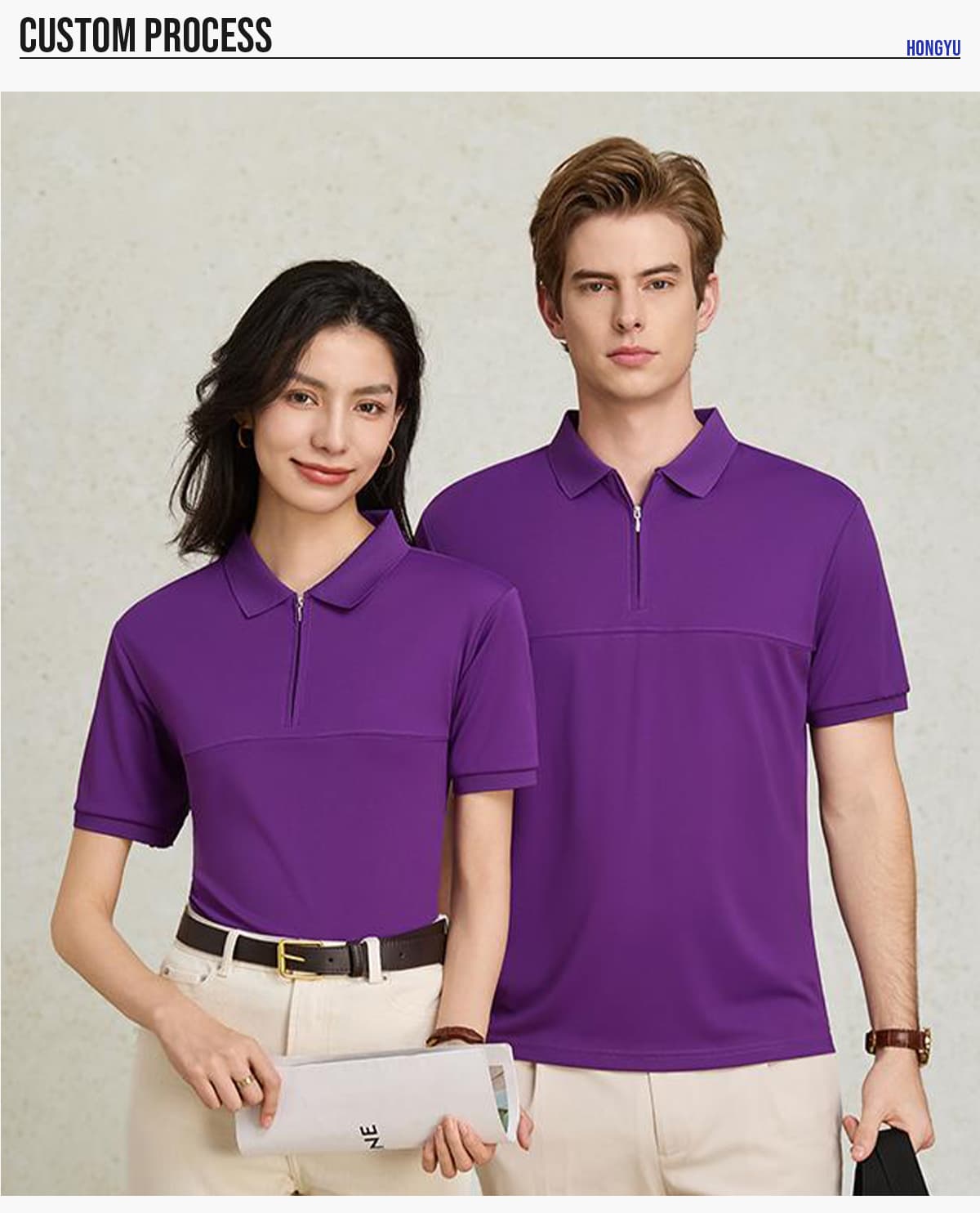 #S8855 Polyester 190GSM Quick-Dry Half-Zip Cooling Golf Tee 18