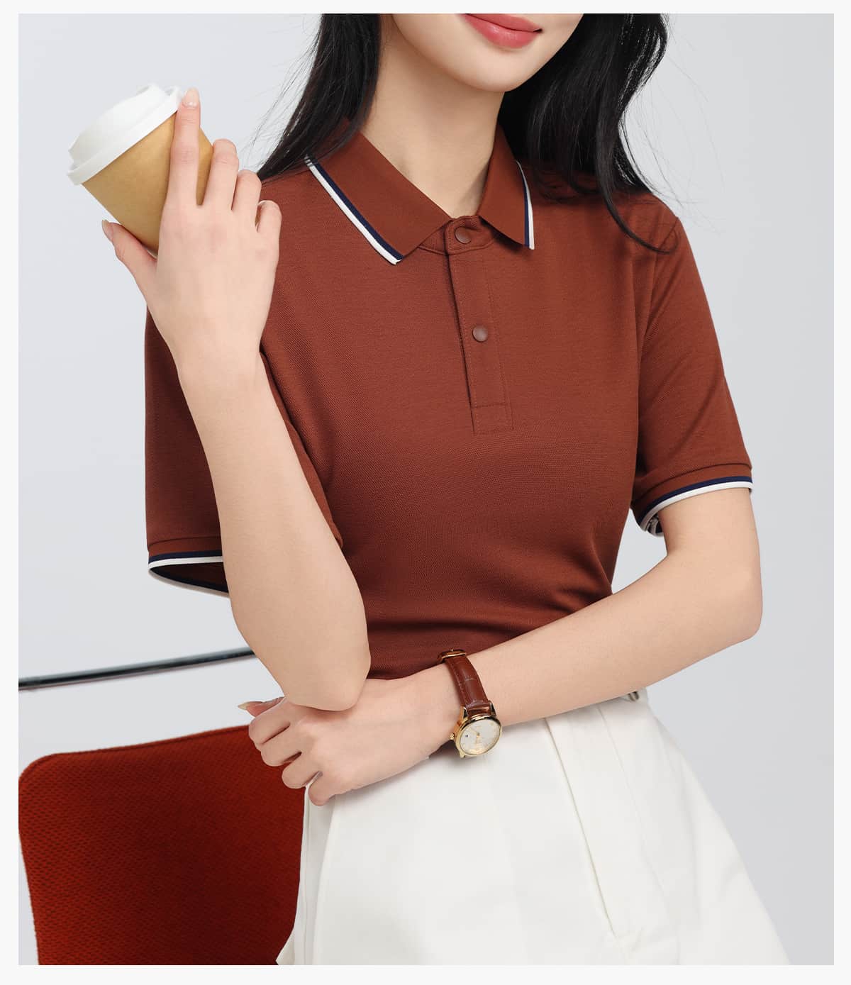 #S8903 Lyocell 40s 220GSM Contrast Collar Polo Shirt 26