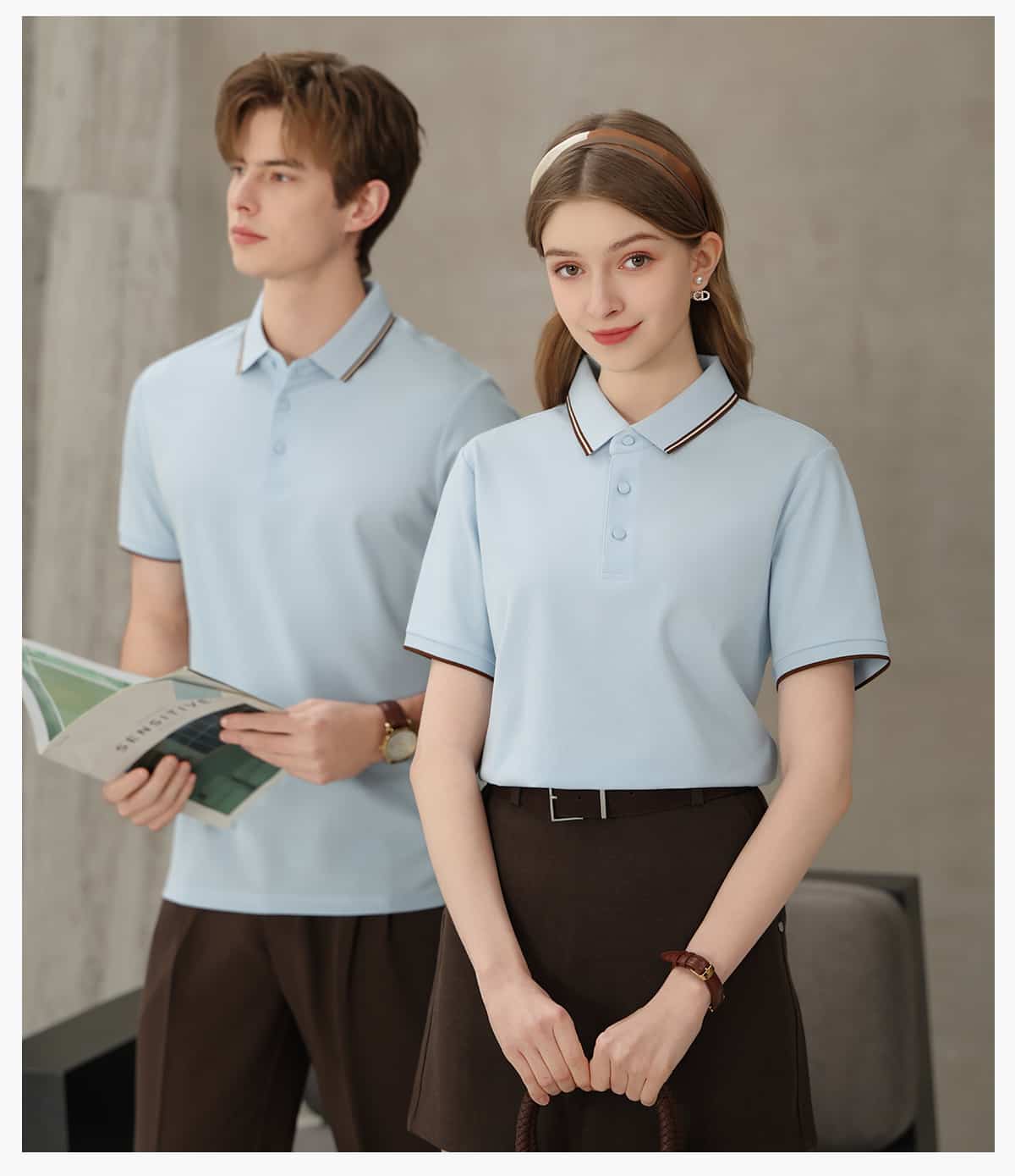 #S9699 Modal Cotton 200G Contrast Collar Golf Shirt 24