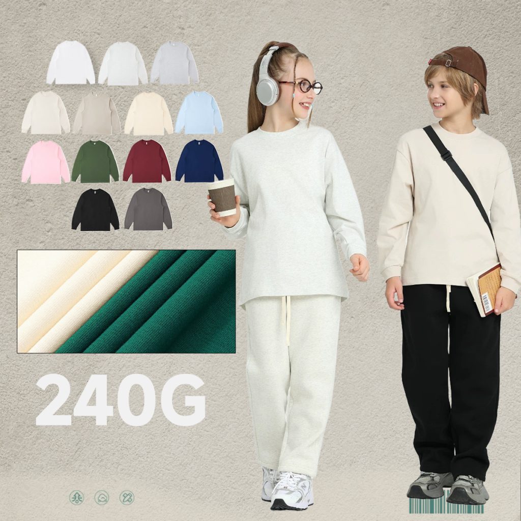 #BT240303 Kids’ Oversized 240Gsm Cotton Long Sleeve T-Shirt