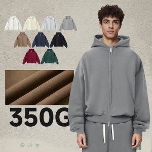 #2702 Fleece 350Gsm Oversized Boxy Fit Zip-Up Hoodie