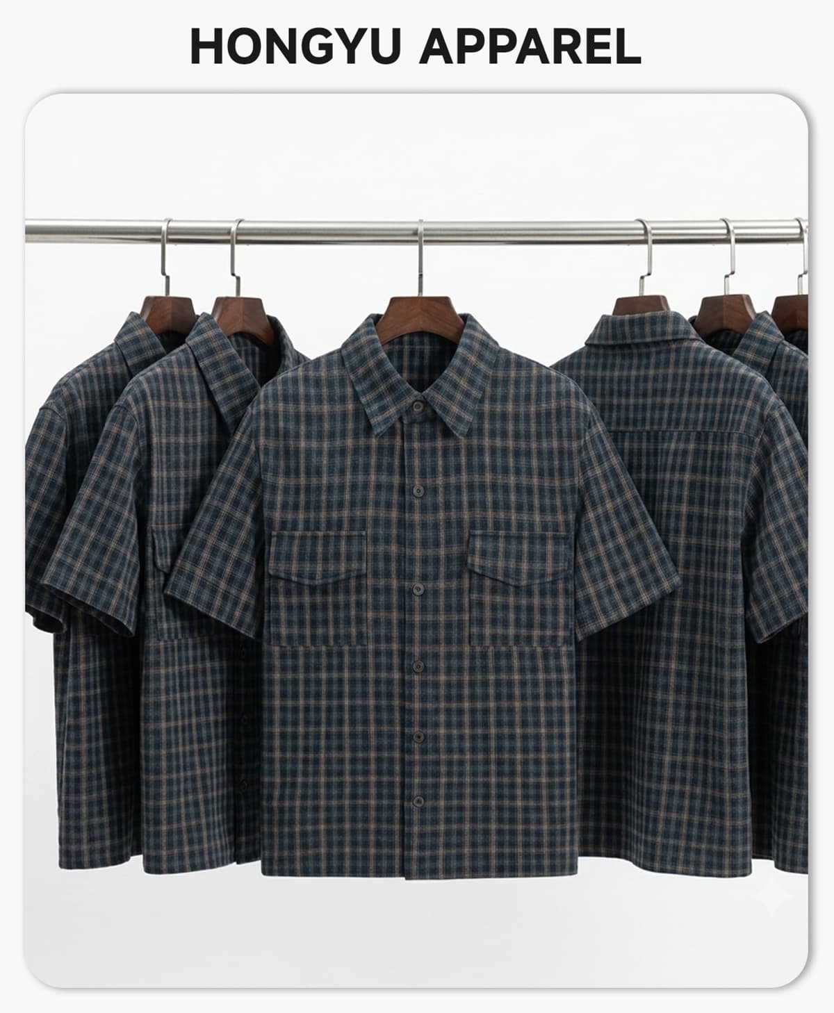 #6158 Plaid 165GSM Short Sleeve Button-Front Shirt 4