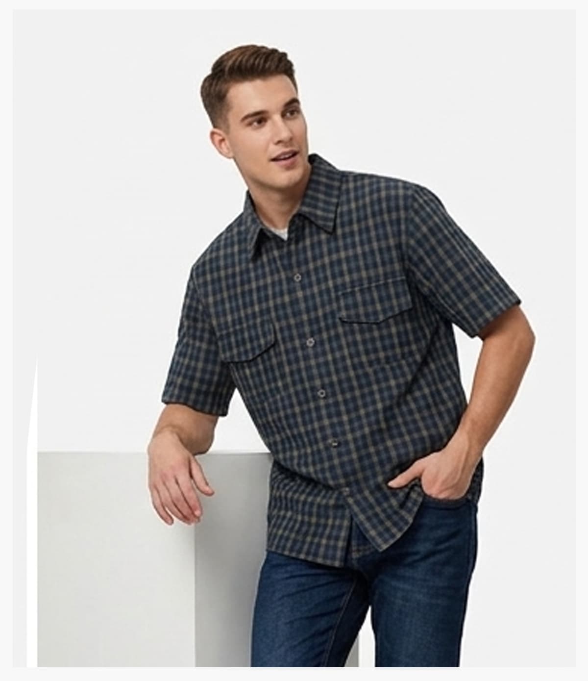#6158 Plaid 165GSM Short Sleeve Button-Front Shirt 24