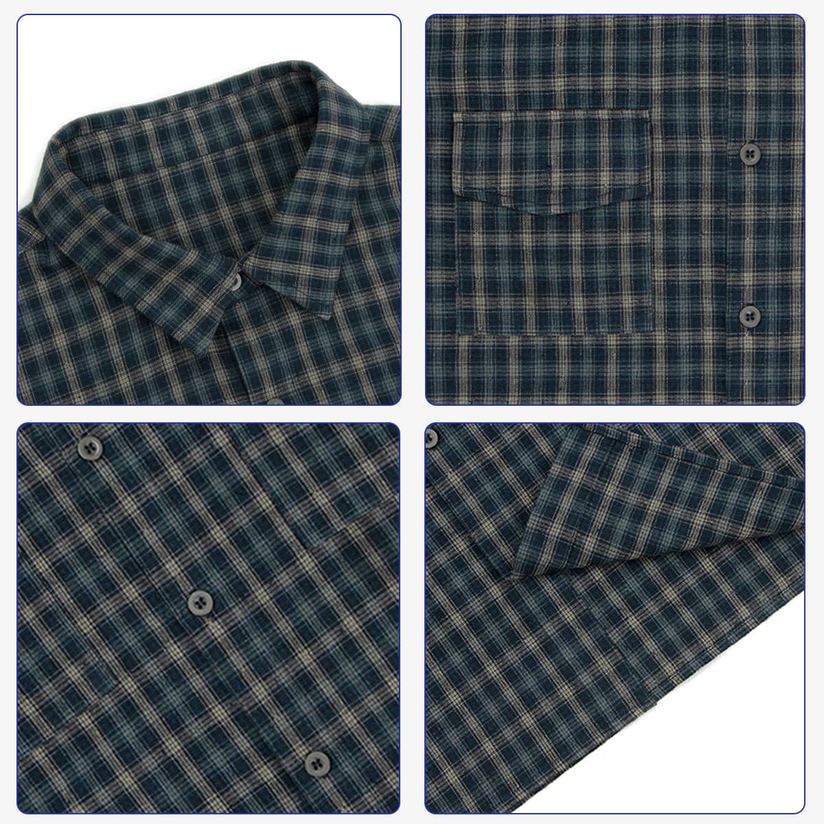#6158 Plaid 165GSM Short Sleeve Button-Front Shirt 14