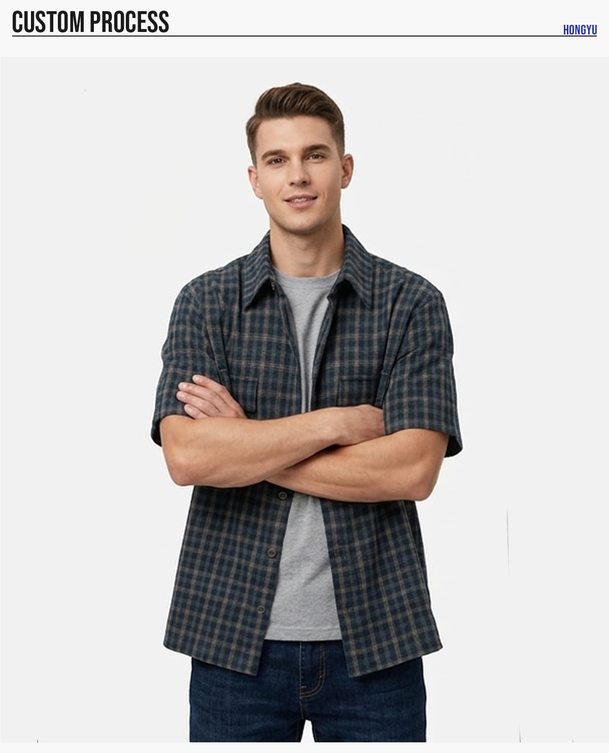 #6158 Plaid 165GSM Short Sleeve Button-Front Shirt 18
