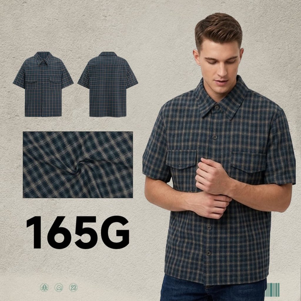 #6158 Plaid 165GSM Short Sleeve Button-Front Shirt