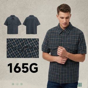 #6158 Plaid 165GSM Short Sleeve Button-Front Shirt