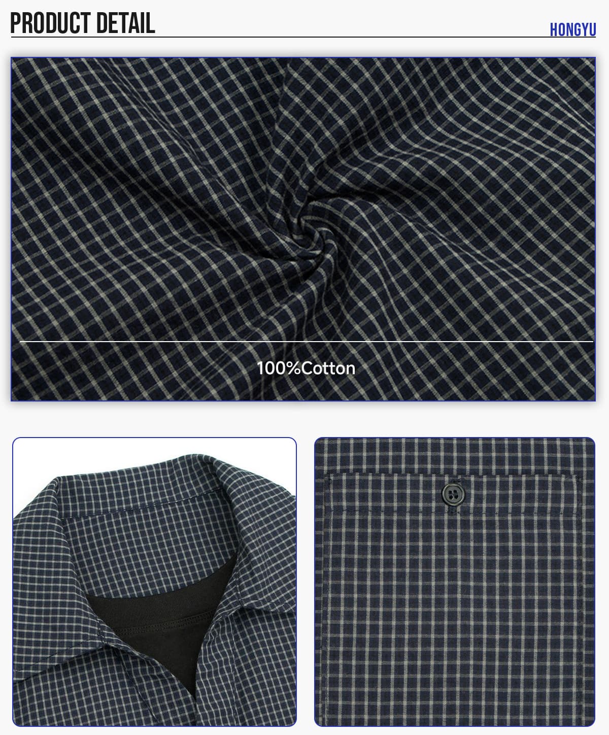 #6159 Cotton 40s Plaid Faux Layered Collar Polo Shirt 12