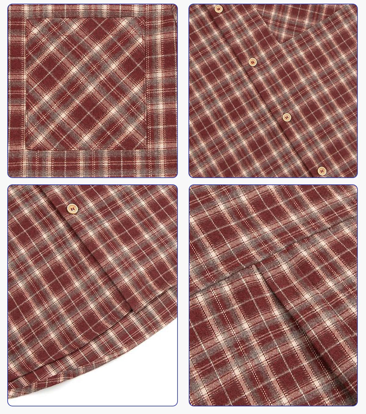 #6161 Heavy 260G Faux Layered Plaid Short Sleeve Shirt 14