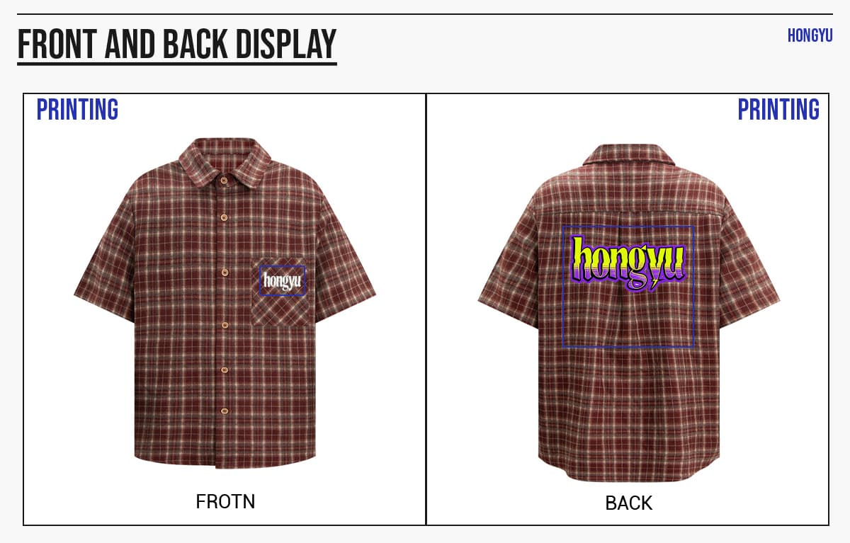#6161 Heavy 260G Faux Layered Plaid Short Sleeve Shirt 16
