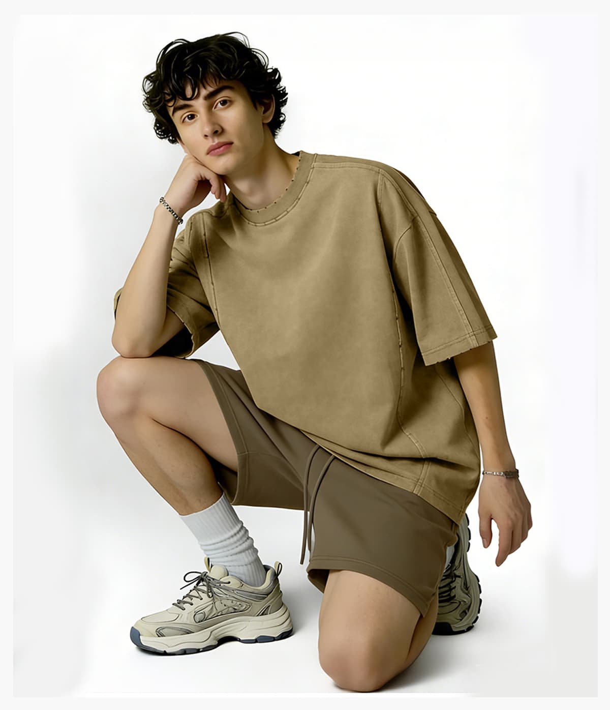 #CH001 Washed Brushed 100%Cotton 270G T-Shirt 22