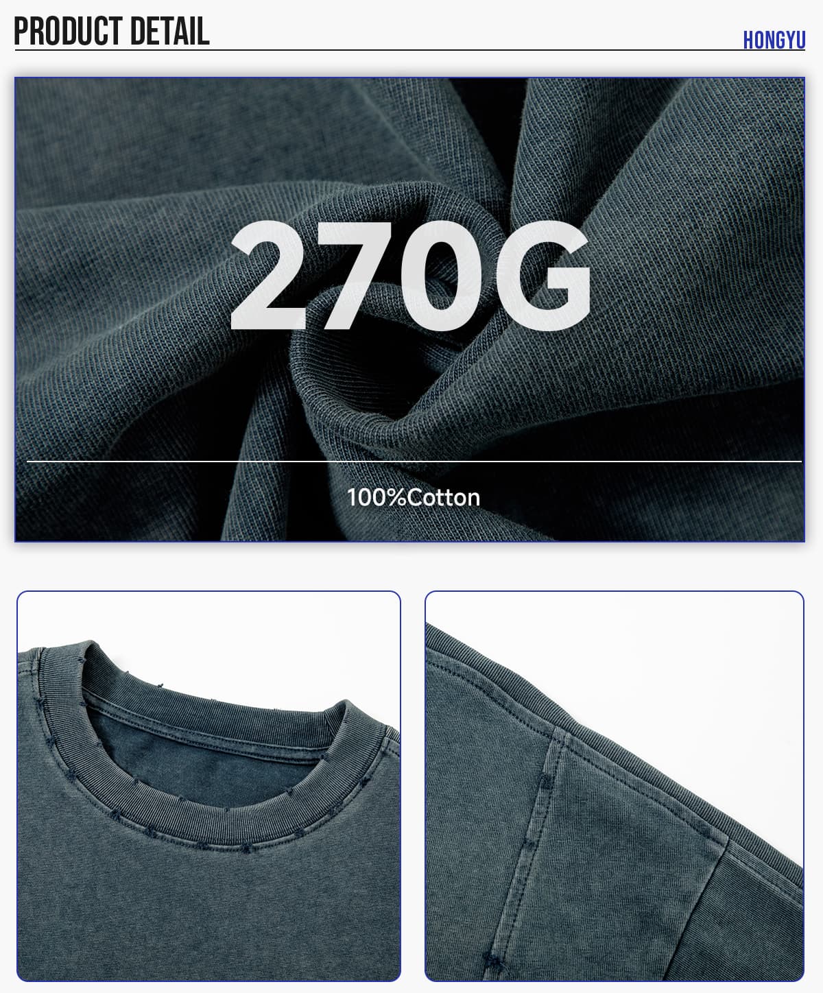#CH001 Washed Brushed 100%Cotton 270G T-Shirt 12