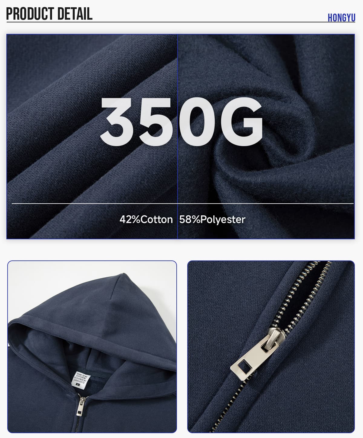 #DW9902 Heavy Fleece 350Gsm Oversized Zip-Up Hoodie 14