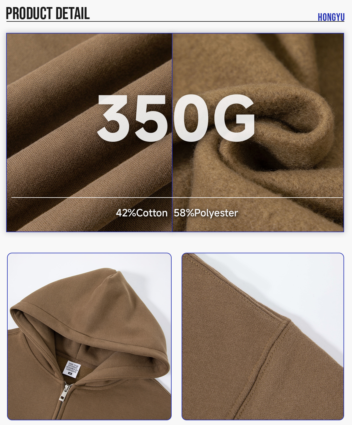 #2702 Fleece 350Gsm Oversized Boxy Fit Zip-Up Hoodie 12