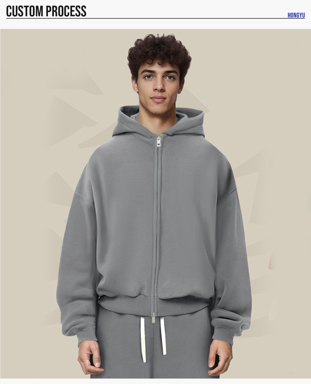 #2702 Fleece 350Gsm Oversized Boxy Fit Zip-Up Hoodie 18