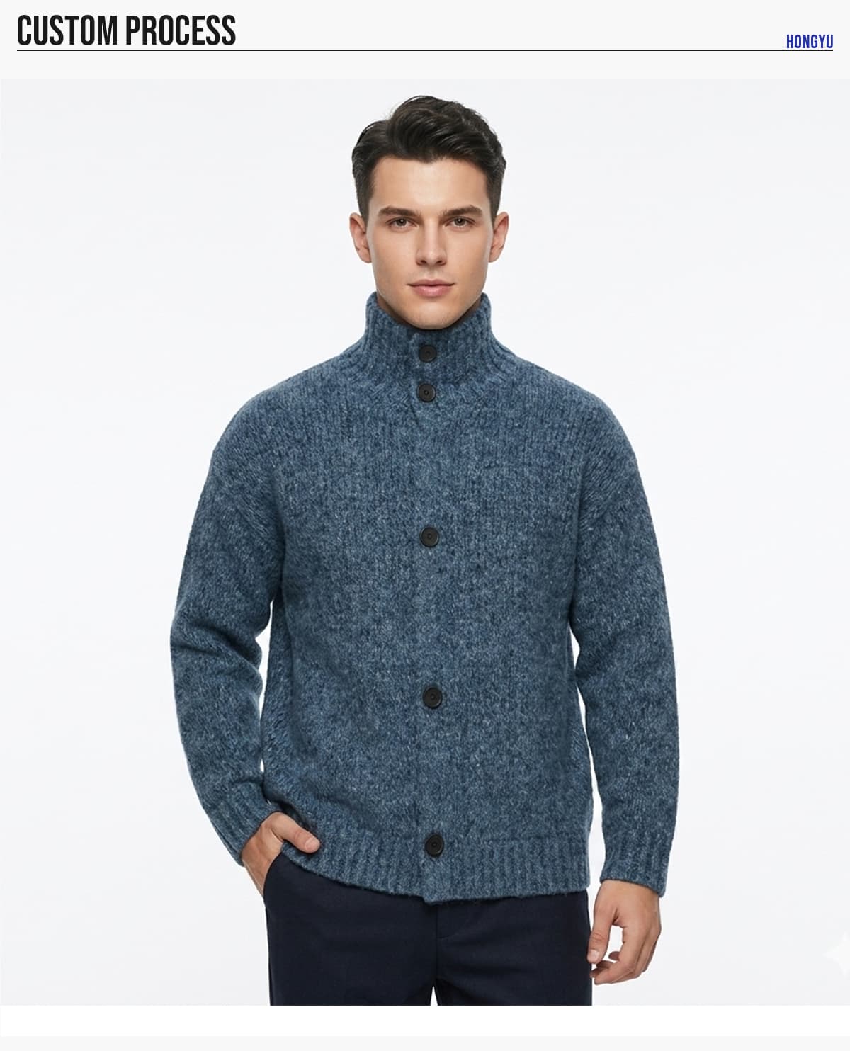 #2028 Vintage Tweed Mock Neck Cardigan Unisex Knit Outerwear 18