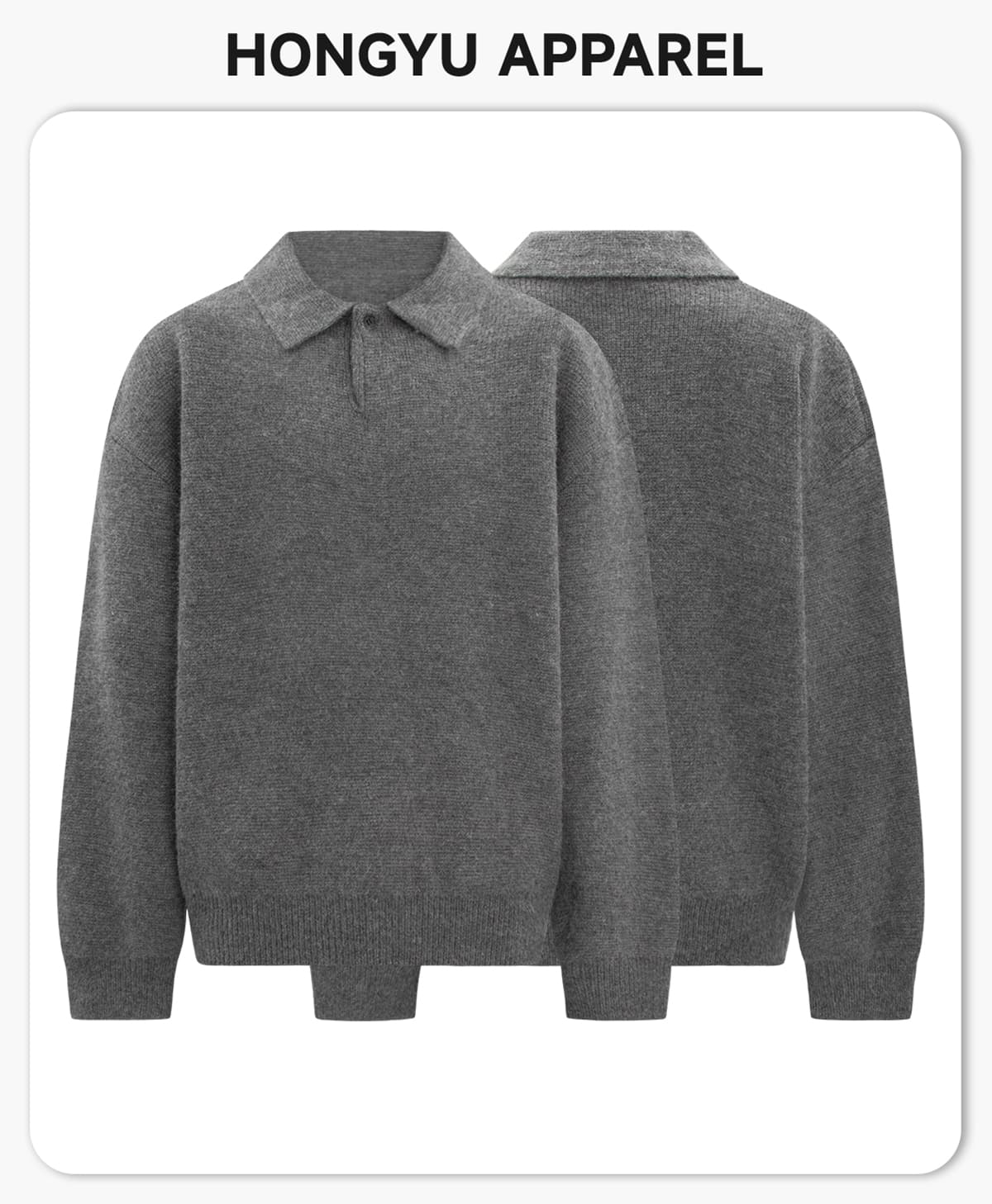 #2030 Boxy Polo Collar Knit Unisex Heavyweight Sweater 4