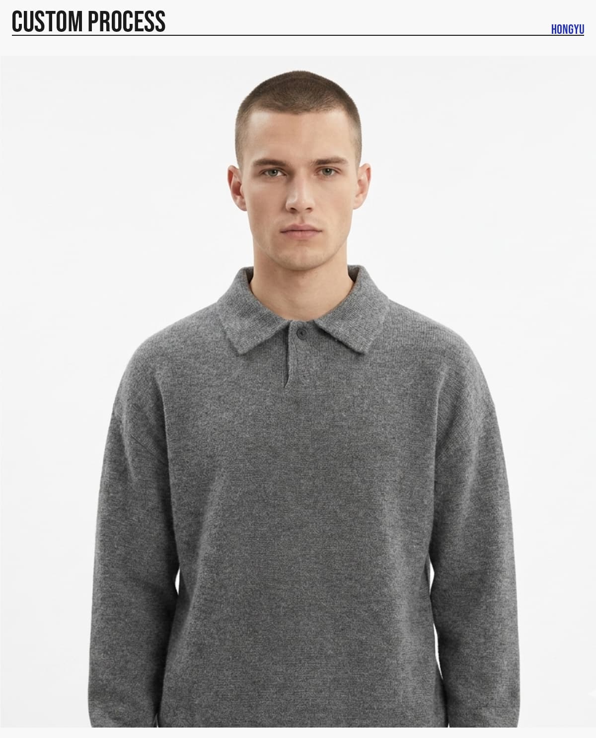 #2030 Boxy Polo Collar Knit Unisex Heavyweight Sweater 18