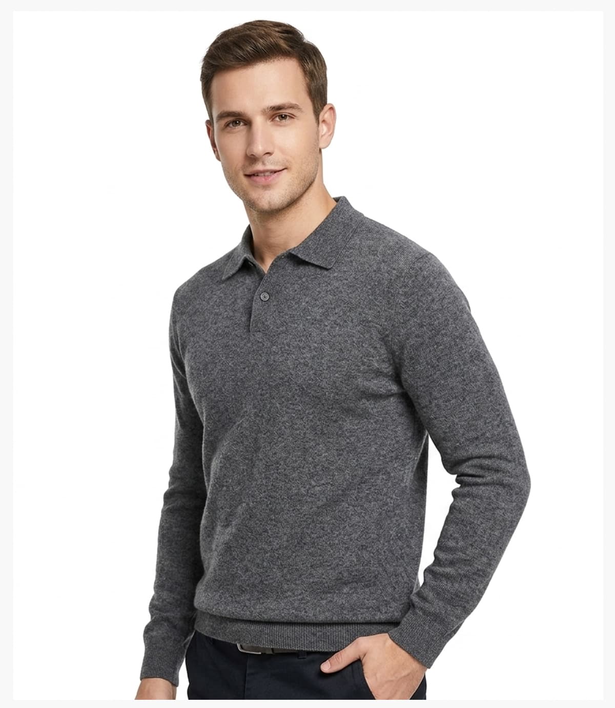 #2030 Boxy Polo Collar Knit Unisex Heavyweight Sweater 20
