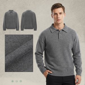 #2030 Boxy Polo Collar Knit Unisex Heavyweight Sweater