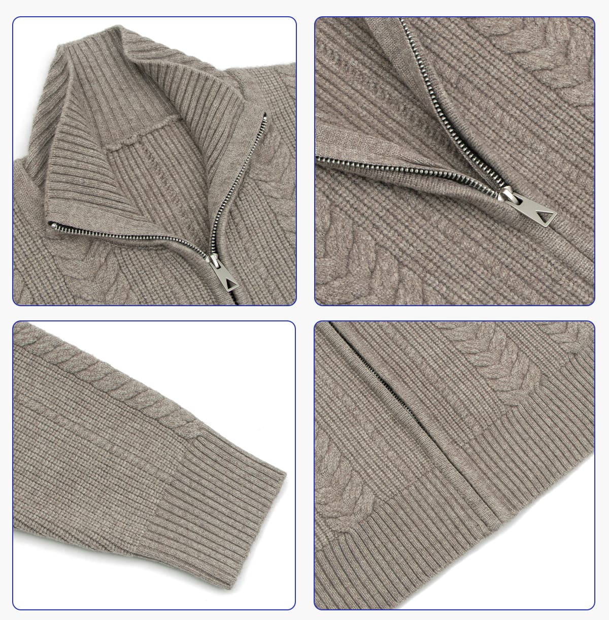 #2032 Heavyweight Stand Collar Loose Fit Zip Knit Sweater 14