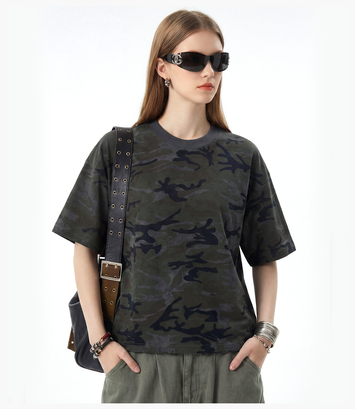 #26012 Camo Burn-Out Print 240G Cotton Boxy T-Shirt 22